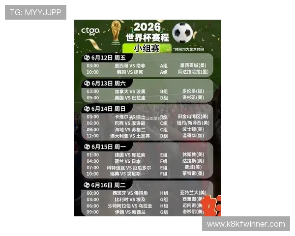2026年世界杯赛程开球时间及各阶段比赛时间安排，帮助球迷提前规划观看时间